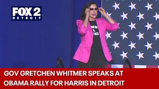 Gov Whitmer speaks at Obama rally for Harris in Detroit [upl. by Kwapong]