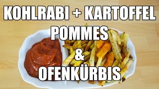 POMMES SELBST MACHEN  aus Kohlrabi und Kartoffeln   OFENKÜRBIS  gesunde Fritten  FITNESSIDDE [upl. by Alaehcim737]