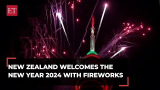 New Zealands Auckland welcomes the new year 2024 with fireworks [upl. by Lever]