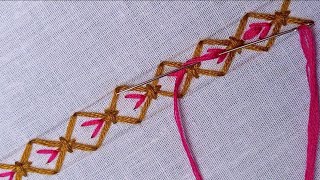 Cross Stitch Whit French Knot Embroidery Stitch Border Line for Beginners Embroidery Design [upl. by Ketchan]