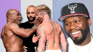 50 Cent Reacts To Mike Tyson Slapping Jake Paul in The Face After Stepping On His Foot [upl. by Smiley715]