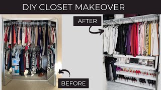 DIY Closet Makeover  HOW TO HIDE WIRE SHELVES  No tools amp renter friendly [upl. by Cosma293]