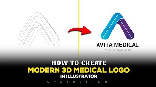 How to create modern gradient medical logo in Illustrator  Illustrator tutorials [upl. by Ecirtra]