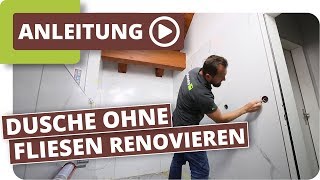 Dusche ohne Fliesen renovieren mit großformatigen Platten [upl. by Ayhdiv]