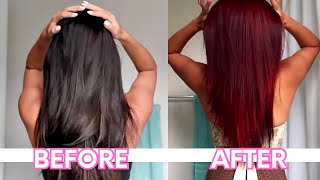 Dying my hair black to red at home AGAIN  DIY box dye at home  Black to red hair [upl. by Patrica]