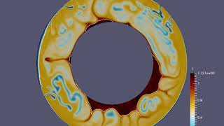 Mantle convection model illustrating evolution of temperature and composition [upl. by Aveneg]