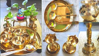 My Brass pooja items collection  Ajjaram shopping brass items  Ma Harivillu [upl. by Adamina]