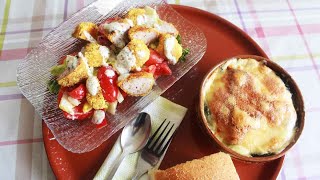 Gratin dartichaut et épinards Salade de nuggets  كراتان القوق و السبانخ و سلطة نجتس [upl. by Oribel]