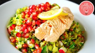 Poached Salmon  Quick amp Healthy Salad Recipe  Теплый салат с лососем [upl. by Milicent]