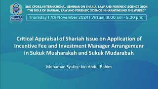 CFORSJ i CONF 2024 DR MOHAMAD SYAFIQE BIN ABDUL RAHIM SHARIAH  ENGLISH [upl. by Pfeffer135]