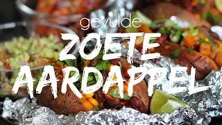 MEXICAANSE GEVULDE ZOETE AARDAPPEL  GUACAMOLE  PICO DE GALLO SALSA  Lets Vegan [upl. by Aribold]