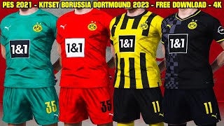 PES 2021  NEW KITSET GK e HOMEALT BORUSSIA DORTMUND 202223  PCPS4 e PS5  4K [upl. by Anielram]