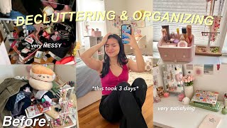 DECLUTTERING and ORGANIZING my MESSY room✨ new decor deep clean satisfying [upl. by Niai924]