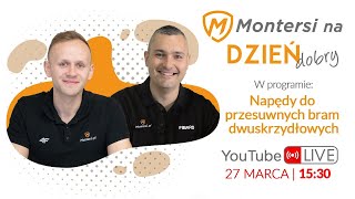 Napędy do przesuwnych bram dwuskrzydłowych  Montersi na dzień dobry  LIVE [upl. by Amilas738]