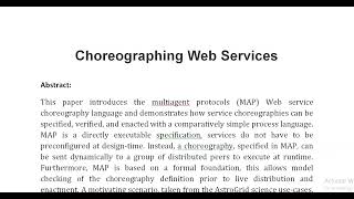 Choreographing Web Services [upl. by Hoban393]