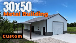 Custom Steel Building  30x50 Metal Storage with Porch  WolfSteel Buildings [upl. by Almire]