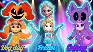 mytalkingangela2 🐈🔥 dogday vs frozen Elsa vs catnap💛💙💜 cosplay ❤️🐈 [upl. by Kristal798]