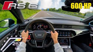 AUDI RS6 C8 Avant 600HP ACCELERATION SOUND amp AUTOBAHN POV [upl. by Lisabet]