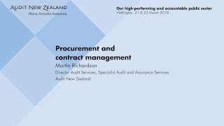 Procurement and contract management – Audit New Zealand Client Updates 2018 [upl. by Dinsmore]