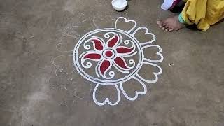 Easy rangoli alpona design for beginners  Ugadi muggulu designs  new alpona design  gudi padwa [upl. by Aisatna]