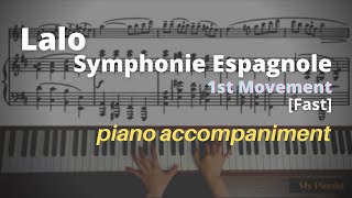 Lalo  Symphonie Espagnole in Dm Op21 1st Mov Piano Accompaniment Fast [upl. by Eiclehc]