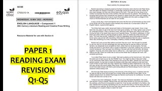 EDUQAS Paper 1 Reading Q1Q5 walkthrough 2024  GCSE English Language [upl. by Lud]