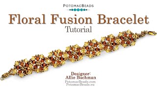 Floral Fusion Bracelet DIY Jewelry Making Tutorial by PotomacBeads [upl. by Bensen]