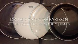 Floor Tom Head Comparison  Evans G2 Clear  G2 Coated  Hydraulic Glass  EMAD [upl. by Allard]