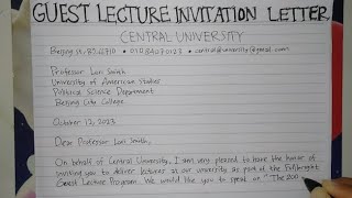 How To Write An Invitation Letter for Guest Lecture Step by Step  Writing Practices [upl. by Ayekam]