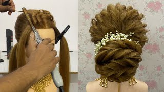 Front hair style for wedding  Front hair style with bun  curly hairstyle hairstyle tutorial [upl. by Oates167]