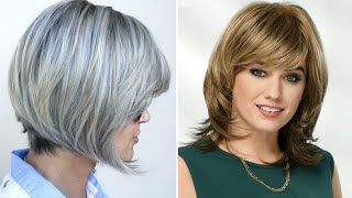 CORTES DE CABELLO MUJER DE 40 50 Y 65 AÑOS CORTE PELO BOB MEDIANO MODA PARA MUJERES [upl. by Wallis130]