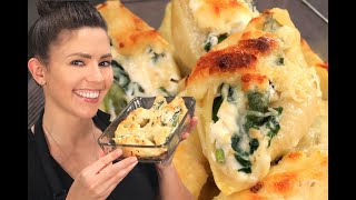 Ricotta amp Spinach Stuffed Shells with Parmesan Cream Recipe [upl. by Eaneg403]