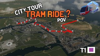 Cities Skylines 2 POV Tram Ride real sounds 3 Lines trough beautiful metropolis  tour multi view [upl. by Llertak]