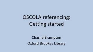 OSCOLA referencing Getting started [upl. by Eiramnwad111]