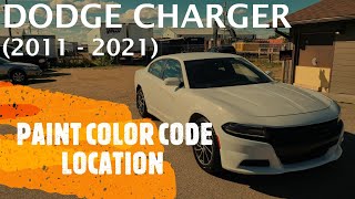 Dodge Charger  EXTERIOR PAINT COLOR CODE LOCATION 2011  2021 [upl. by Nythsa]