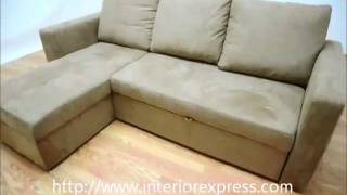 InteriorExpress Linden Tan Microfiber Convertible Sectional  Sofa Bed  LFC [upl. by Hen]