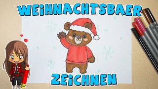 Weihnachtsbär einfach malen für Kinder  ab 7 Jahren  Malen mit Evi  deutsch [upl. by Alyag]