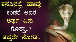 ಕನಸಿನಲ್ಲಿ ಹಾವು ಕಂಡರೆ ಅದರ ಅರ್ಥ ಏನು ಗೊತ್ತಾ  Snake Dreams  Snake Dream Meaning In Kannada [upl. by Dlawso]