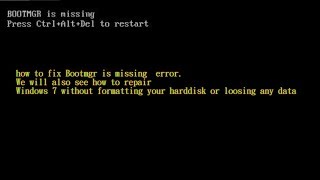 Fix BOOTMGR is missing Press CtrlAltDel to restart windows 7 solved fixedRepair 2019 [upl. by Adim]