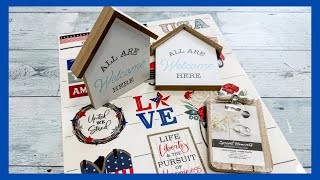 Americana Tier Tray Decor  3 Crafts in 1  Patriotic Decor [upl. by Aisirtap]