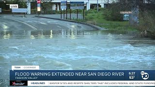 Flood waters continue to rush from San Diego River [upl. by Ynohtnaluap917]