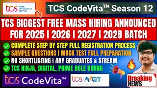 TCS Biggest Free Mass Hiring Announced For 2025 2026 2027 2028 Batch Ninja Digital Prime Hiring [upl. by Kylie]