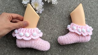 Crochet Newborn Baby Ruffle Socks [upl. by Assiruam]