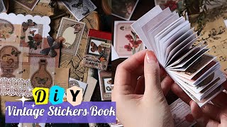 How to make Journal Vintage stickers book  DIY journal deco stickers [upl. by Tertia586]