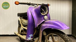 1985 Abandoned German Moped Full Restoration  Simson Schwalbe  ASMR [upl. by Annovahs]