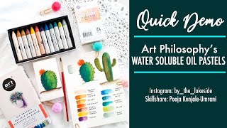 Quick Demo  Review of Art Philosophy Water Soluble Oil Pastels Rustic Palette [upl. by Ahseikal]