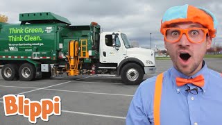 Blippi Recycles with Garbage Trucks  Blippi  Cars Trucks amp Vehicles Cartoon  Moonbug Kids [upl. by Main]