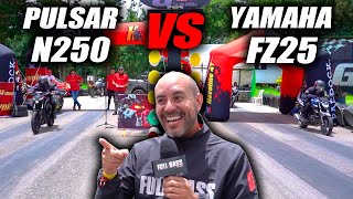 Pulsar N250🆚Yamaha Fz 25🔥Fullgass Drag Race cuarto de milla [upl. by Trevorr]