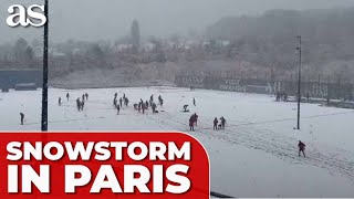 SNOWSTORM of the CENTURY PSG BATTLES unprecedented WINTER woes in PARIS [upl. by Longan]