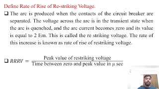 SGP Video short on define rate of rise of restriking voltage in English [upl. by Nytsuj34]